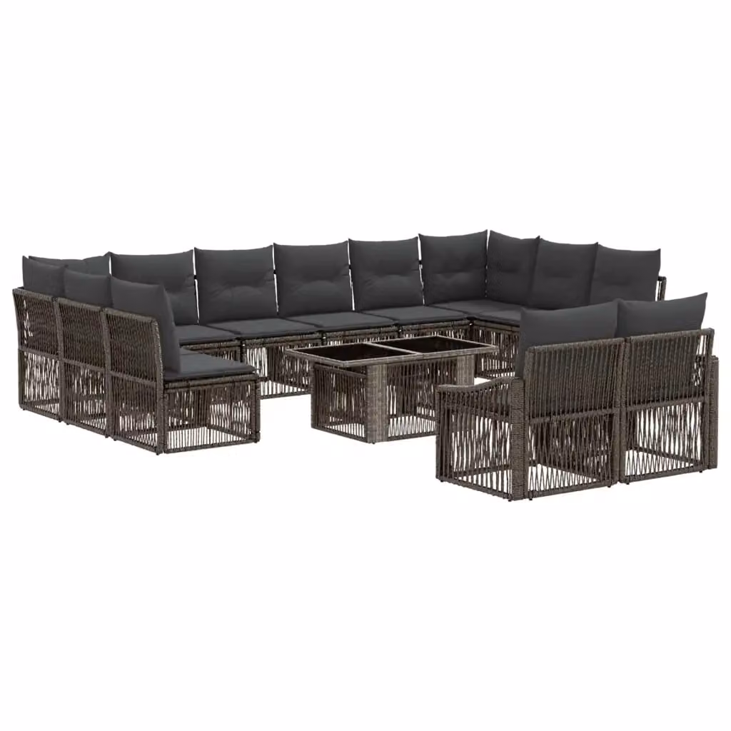 Set Divano da Giardino vidaXL a forma a U in Polyrattan con Cuscini, Colore Grigio e Antracite – 2