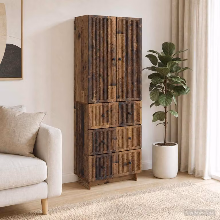 Set di 2 armadi da parete vidaXL in legno e MDF marrone stile rustico con ripiani e cassetti L/P/H: 90,0 x 34,5 x 66,0 cm