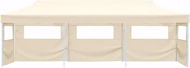 Tenda Pieghevole Pop-Up con 5 Pareti Laterali-Tenda Gazebo 3x9 m Crema