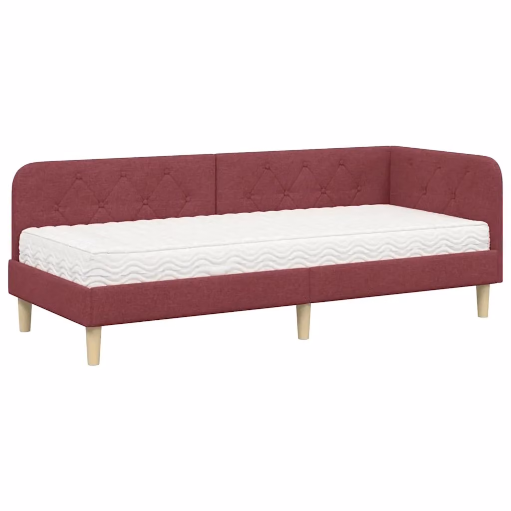 vidaXL Letto ad angolo con chaise longue asimmetrica, Rosso, L: 80 cm, P: 200 cm, H: 84 cm – 2