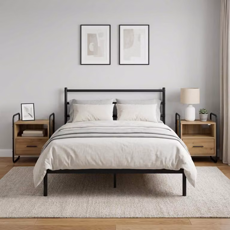 Set di 2 Mobiletti da Letto Appesi vidaXL in Rovere Marrone Moderno