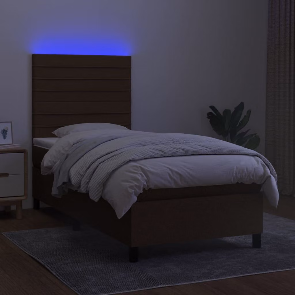 Maison Exclusive - Letto a Molle Materasso e LED Marrone Scuro 80x200cm in Tessuto