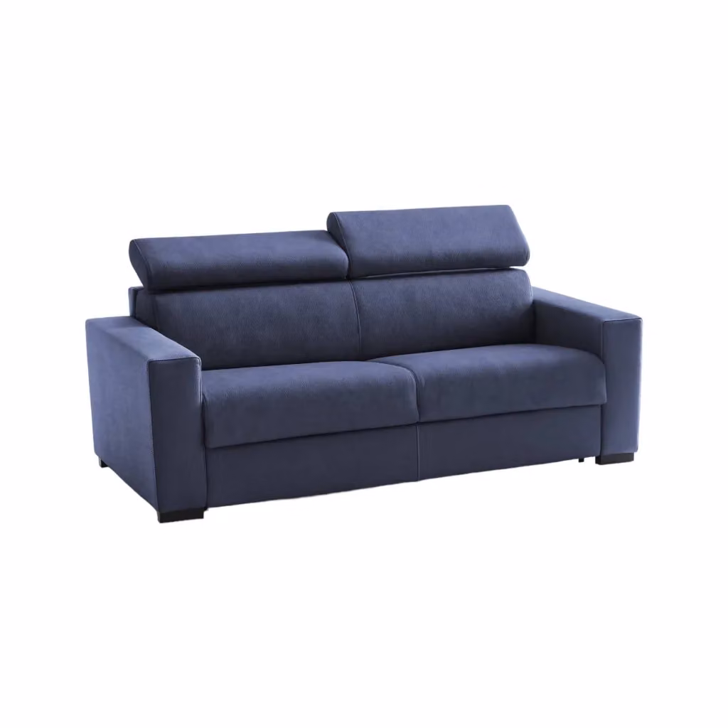 Divano Letto Amalfi Talamo Italia, Divano a 2 posti con apertura girevole, Poggiatesta regolabili e Braccioli, Blu, L: 200 cm, P: 95 cm, H: 85 cm – 2