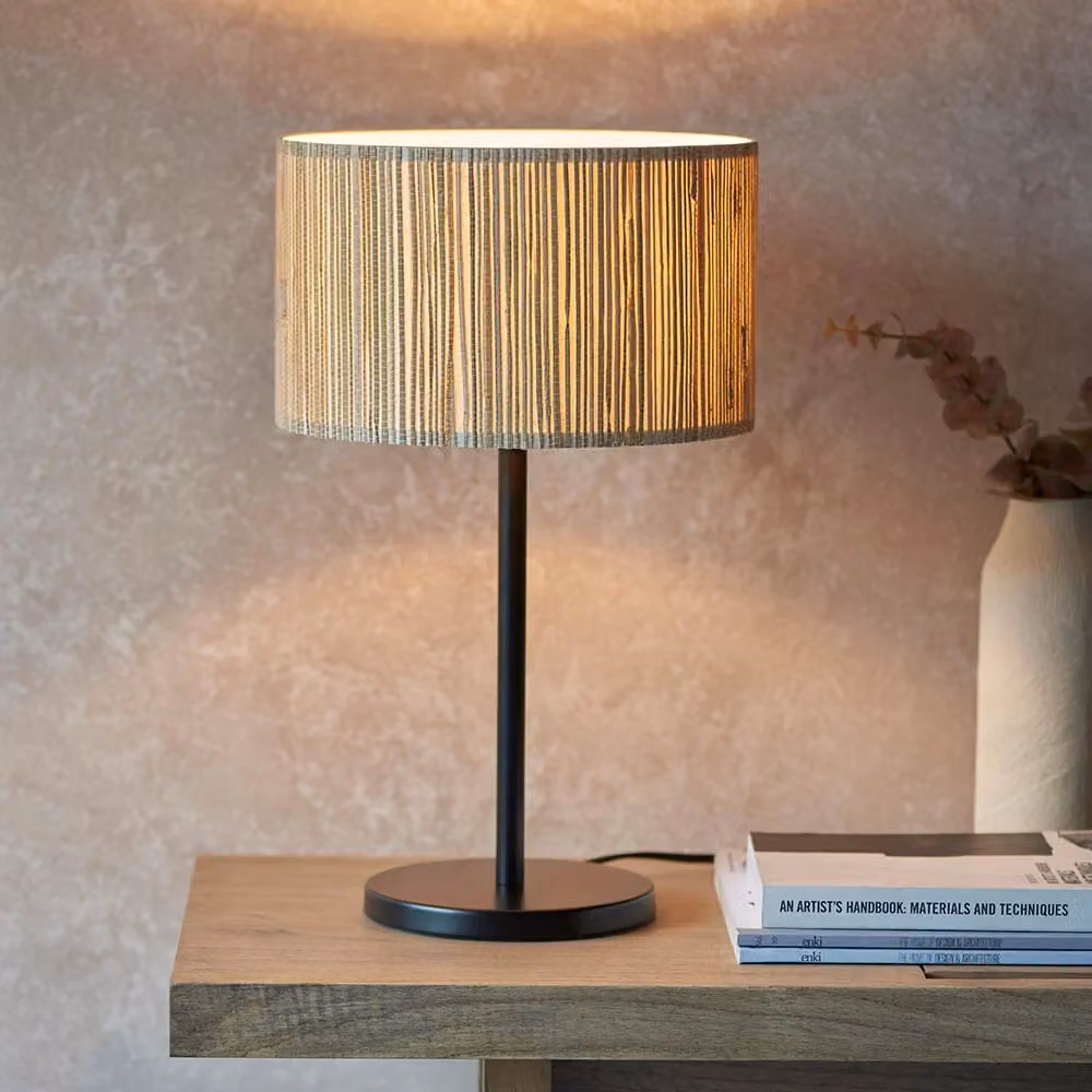 Lampada da tavolo Japandi Endon in erba marina e metallo beige con attacco E27 – 2