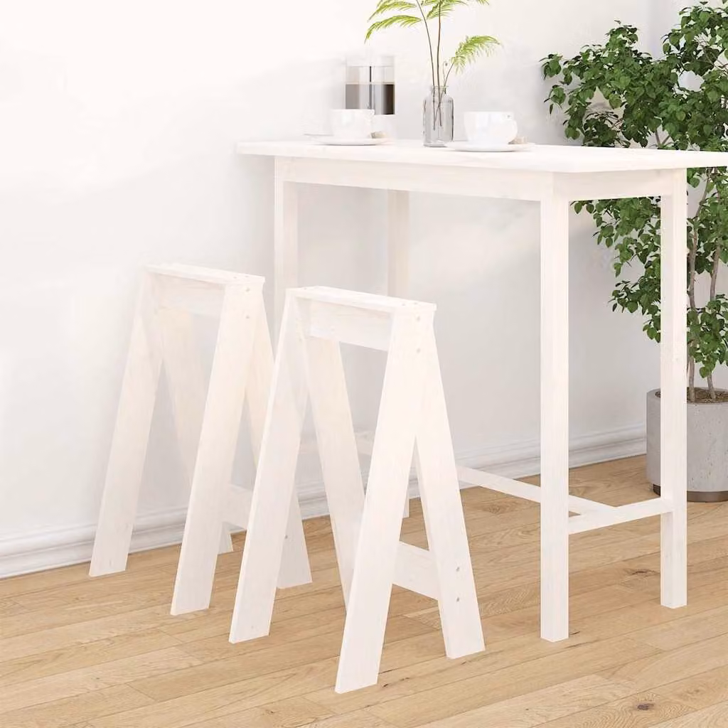 Set di 2 sgabelli bianchi vidaXL in legno di pino massello L/P/H: 40 x 40 x 75 cm