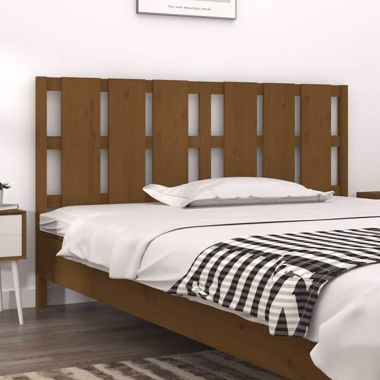 Testiera per letto vidaXL in legno massello di pino color marrone, stile rustico, L: 185,5 cm, P: 4 cm, H: 100 cm