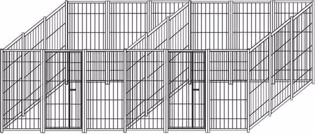 Set di 2 recinti per cani da esterno SIDERBOX in acciaio zincato a caldo, L: 300 cm, P: 300 cm, H: 180 cm
