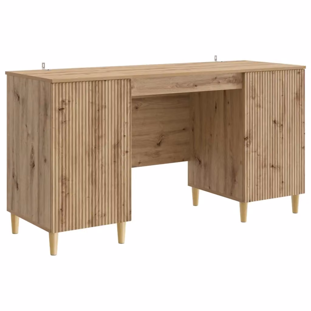 Scrivania moderna vidaXL in legno color rovere marrone L: 142,5 cm, P: 60 cm, H: 75 cm – 2