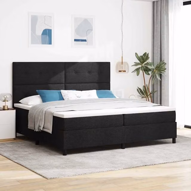 Letto a molle con testiera vidaXL in tessuto nero L: 200 cm, P: 200 cm, H: 280 cm – 1