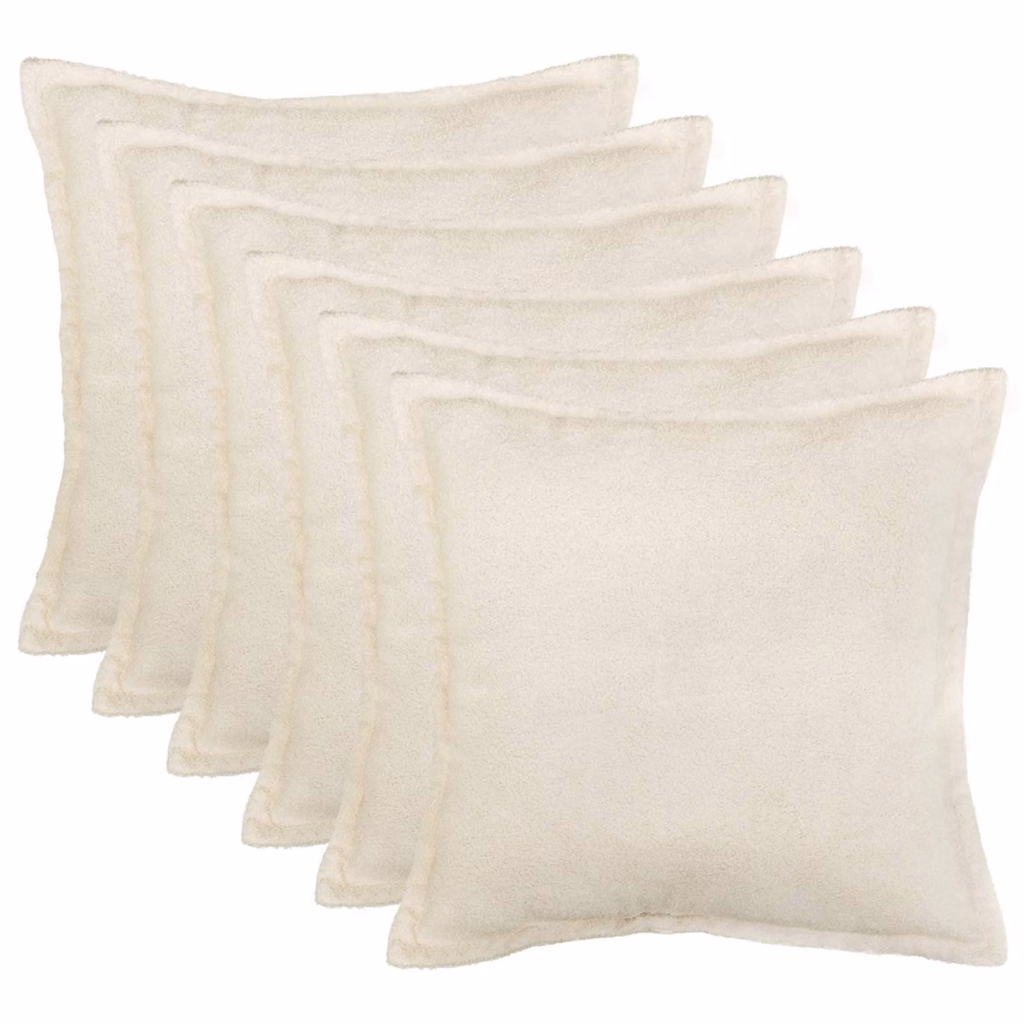 Set di 6 federe vidaXL HOUTEN in tessuto bouclé color beige, L 45 x P 45 cm
