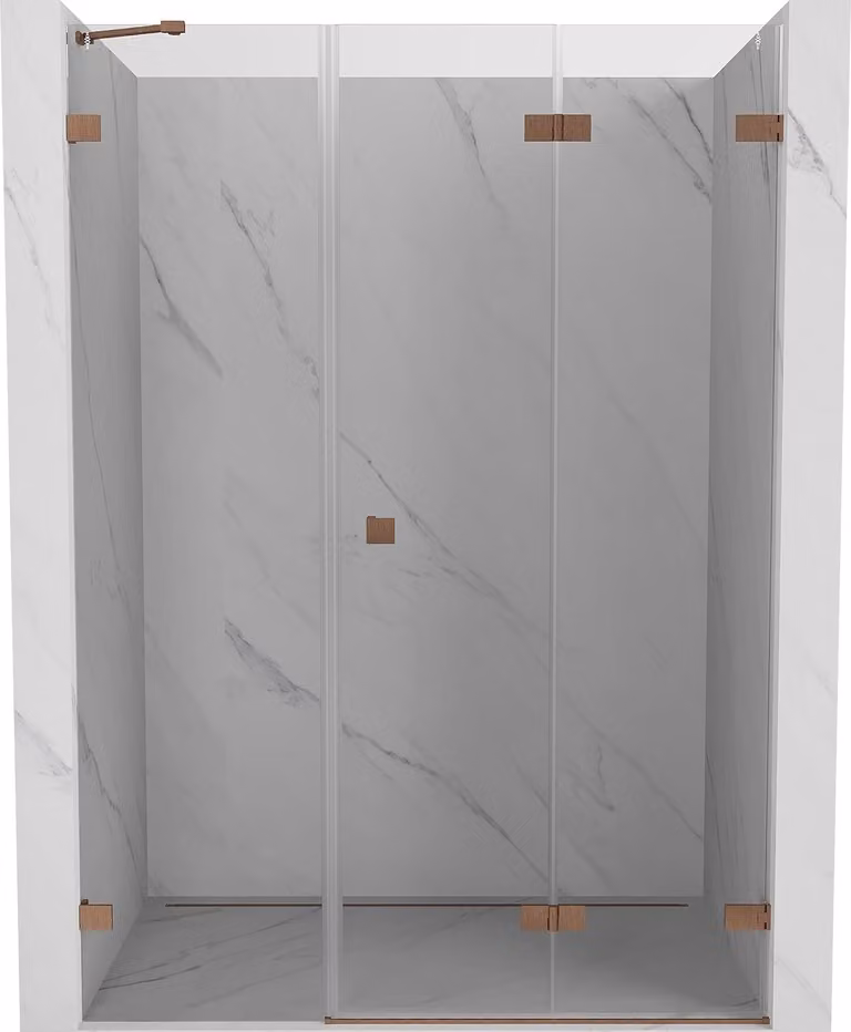 Mexen Lunar-F porta doccia pieghevole destra 135 cm, trasparente, rame spazzolato - 836S-135-050-65-00-P