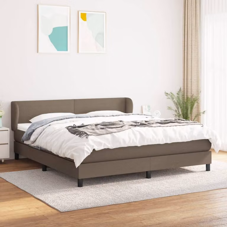 vidaXL Letto a molle con materasso Taupe 160x200 cm in tessuto