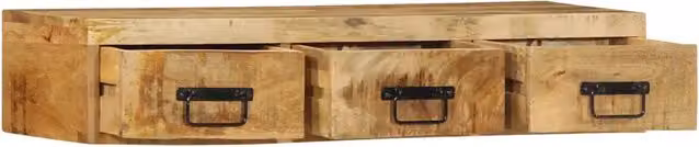 Mobile TV da parete vidaXL in legno di mango massello marrone L: 100 cm, P: 30 cm, H: 19 cm – 1