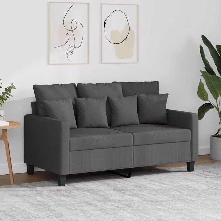 vidaXL Divano Moderno a 2 Posti in Tessuto Grigio con Struttura in Metallo e Cuscini Inclusi