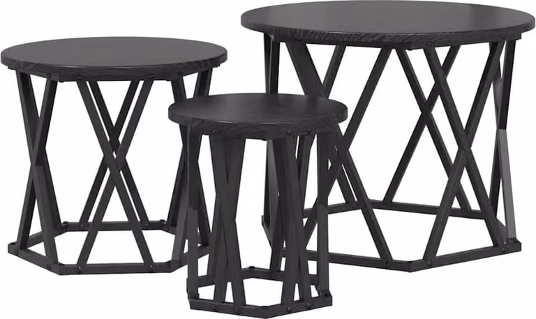 Tavolo Laterale Nesting 3 pcs Rovere Nero