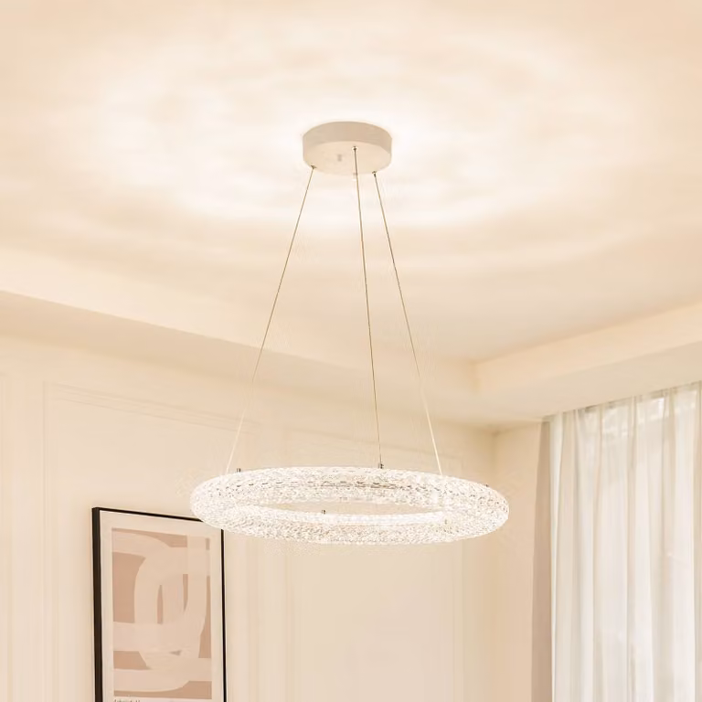 Lucande Lampada a sospensione Smart LED Tumata CCT telecomando Tuya Lucande, dimmerabile, Chiaro / Trasparente, Soggiorno / Sala da pranzo, Plastica, Moderno