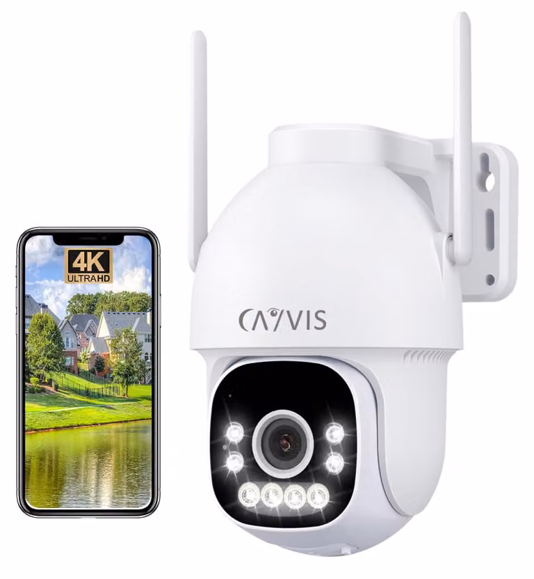 Telecamera di sicurezza Wi-Fi 4K da 8 megapixel per esterni, con visione notturna e rilevamento umano