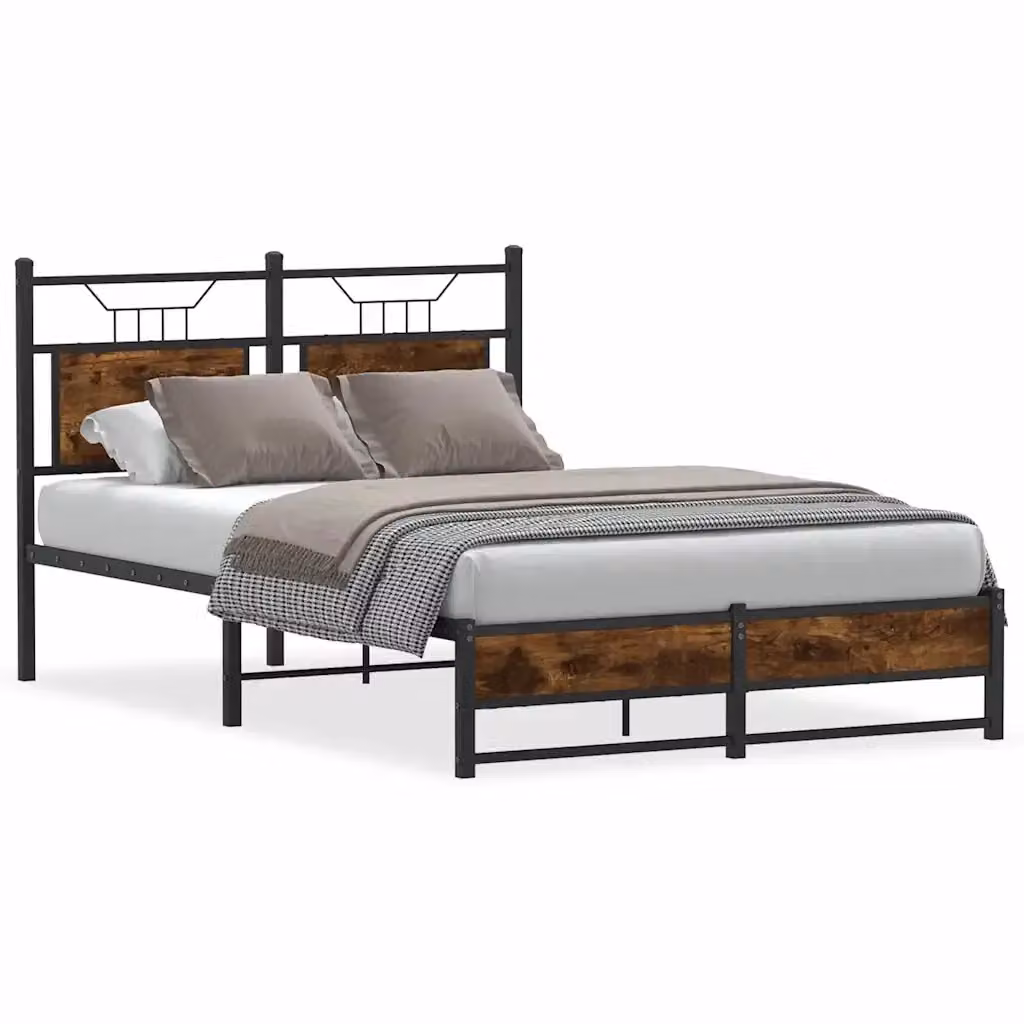Struttura Letto Giroletto Design Mania in Rovere Fumo e Metallo, L/P/H: 120 x 200 x 33.5 cm – 2