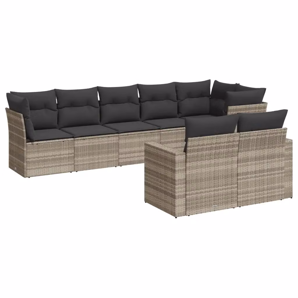 Set Divano da Giardino a L vidaXL 8pz con Cuscini Grigio con Struttura in Acciaio e Polyrattan – 2