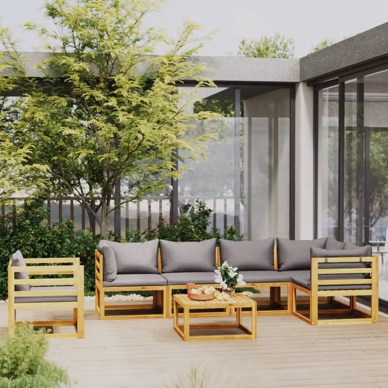 Maison Exclusive - Set da giardino da 7 pezzi con cuscini, in legno massello di acacia