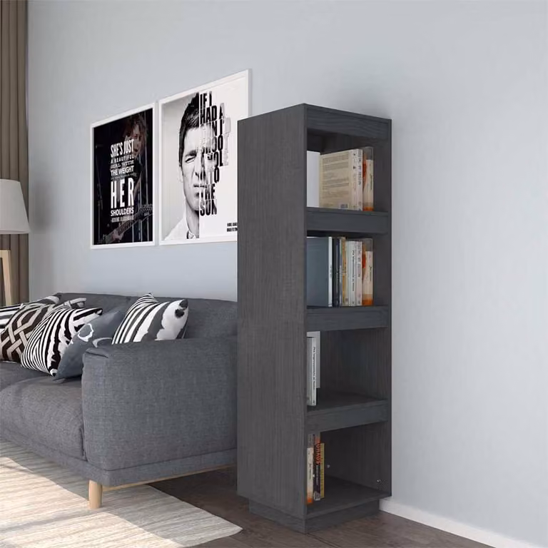 Libreria/Divisorio vidaXL in Legno di Pino Massello Grigio L: 40 cm, P: 35 cm, H: 135 cm