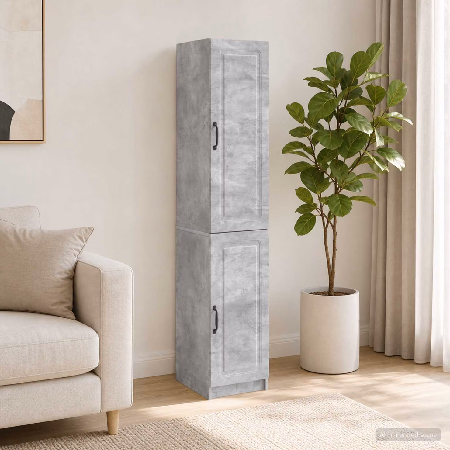 Set di 2 armadi vidaXL in legno ingegnerizzato e MDF, colore grigio cemento, design minimalista con ante a battente