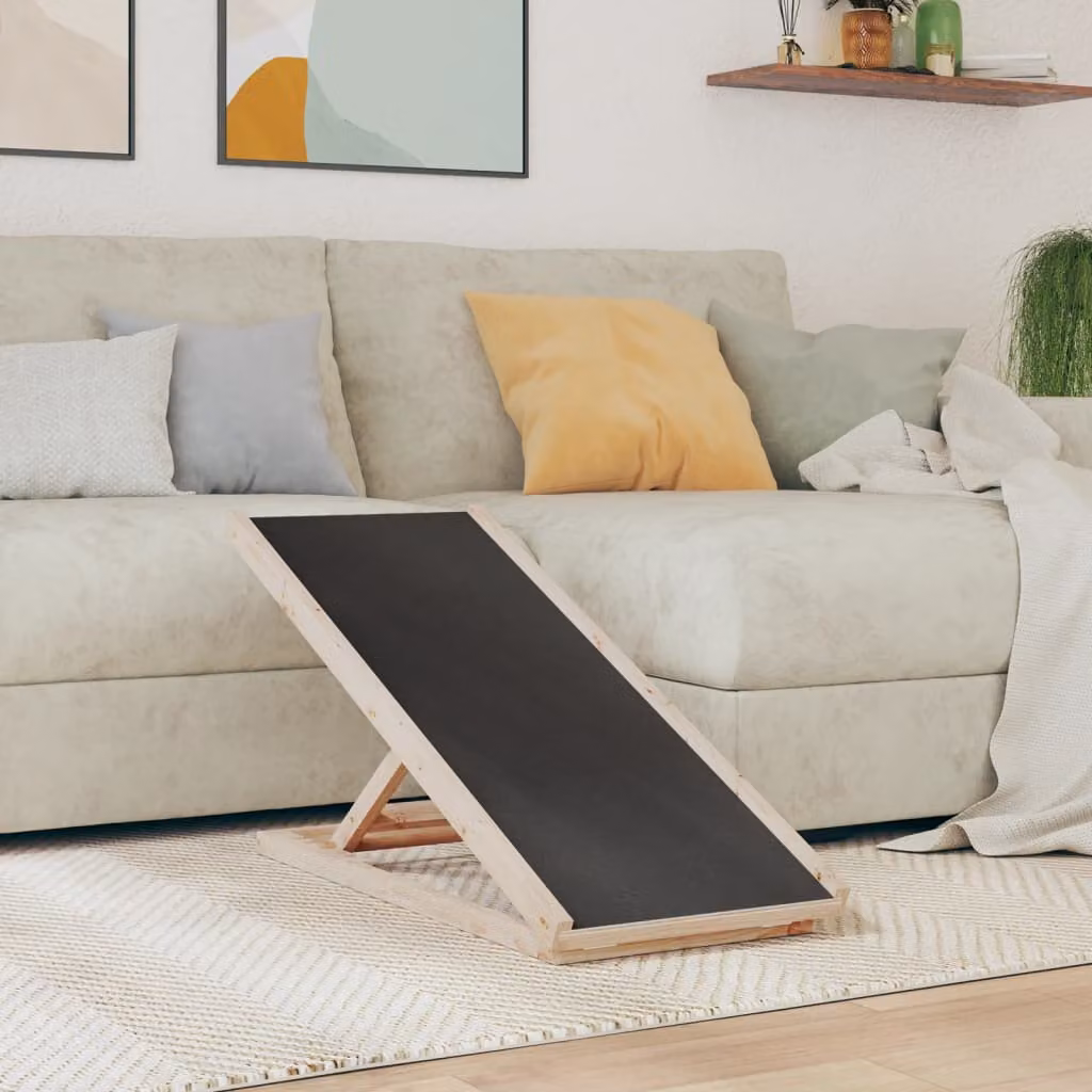 Rampa per cani vidaXL in legno massello di abete grigia L 100 cm x P 40 cm