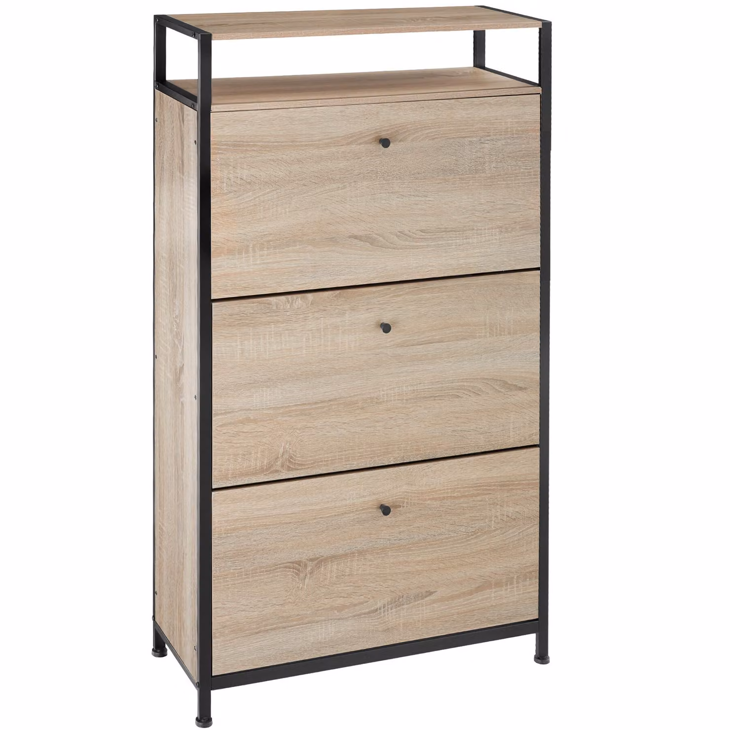 Scarpiera Industriale tectake in Legno e Metallo, Colore Rovere e Nero, L/P/H: 61 x 32 x 130 cm – 2