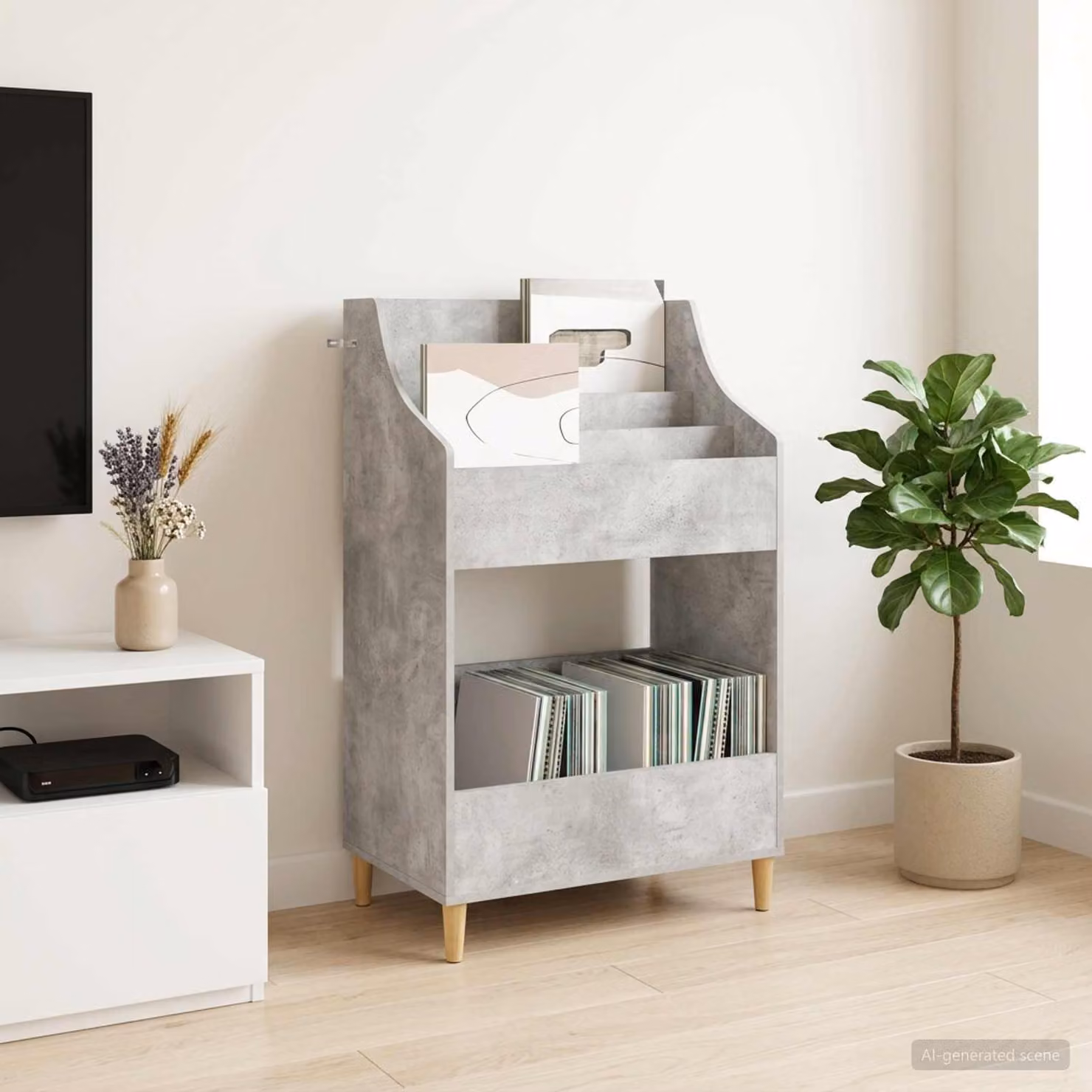 Scaffale Media Moderno vidaXL Grigio Opaco L: 70,5 cm, P: 46 cm, H: 112 cm