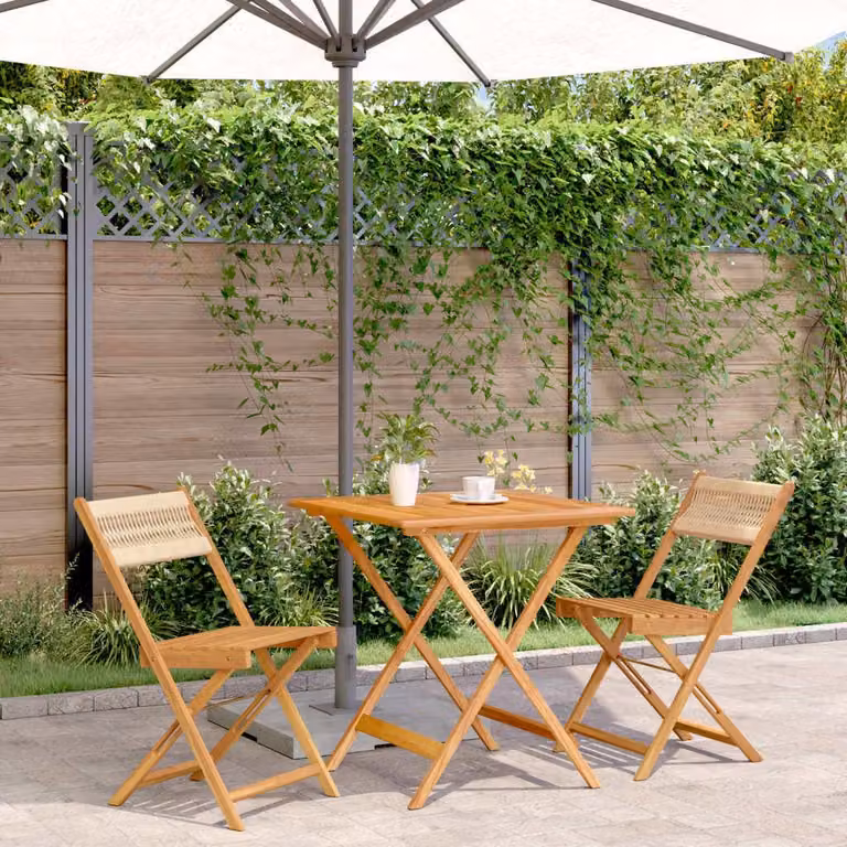 Maison Exclusive - Set da bistrot 3 pezzi in polipropilene beige e legno massello