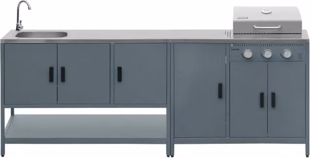 Cucina da esterno modulare con barbecue a gas, 3 bruciatori, 5 moduli,