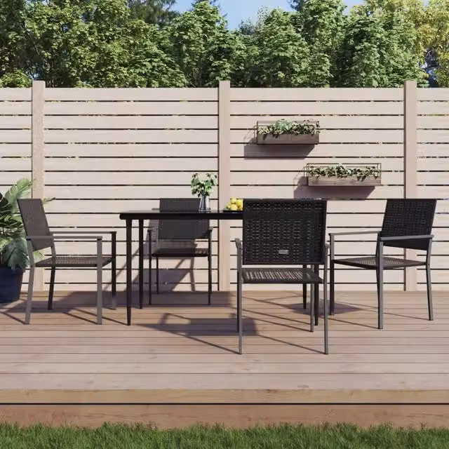 Set di 4 sedie da giardino vidaXL in polyrattan nero con braccioli L: 54 cm, P: 62,5 cm, H: 89 cm – 1
