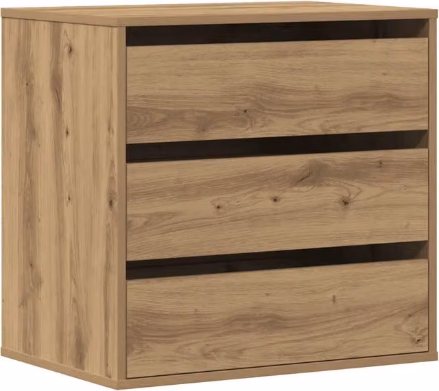 Cassettiera Angolare in Rovere Artigianale Marrone con Finitura Opaca L: 60 cm, P: 41 cm, H: 58 cm