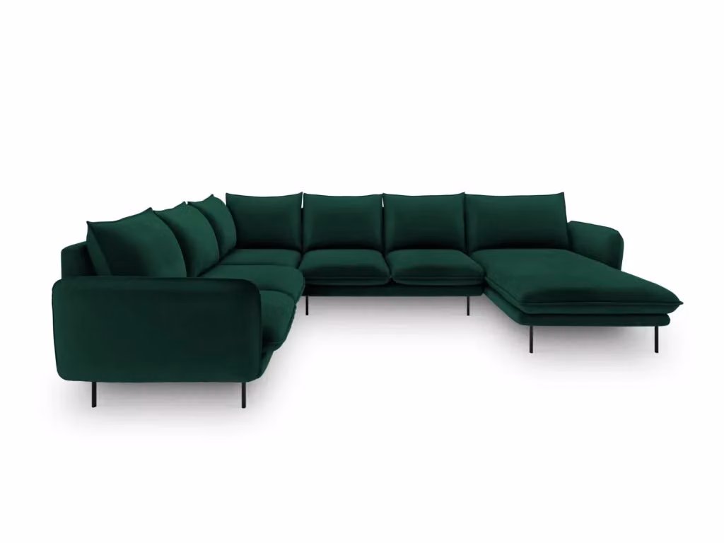 Divano panoramico sinistro Vienna Cosmopolitan Design a 7 posti in velluto verde bottiglia L/P/H: 330 x 158 x 95 cm – 2