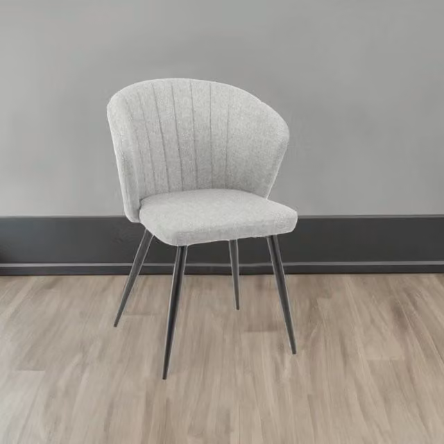Sedia Krid tessuto grigio chiaro e piedi metallo nero set 2 pezzi