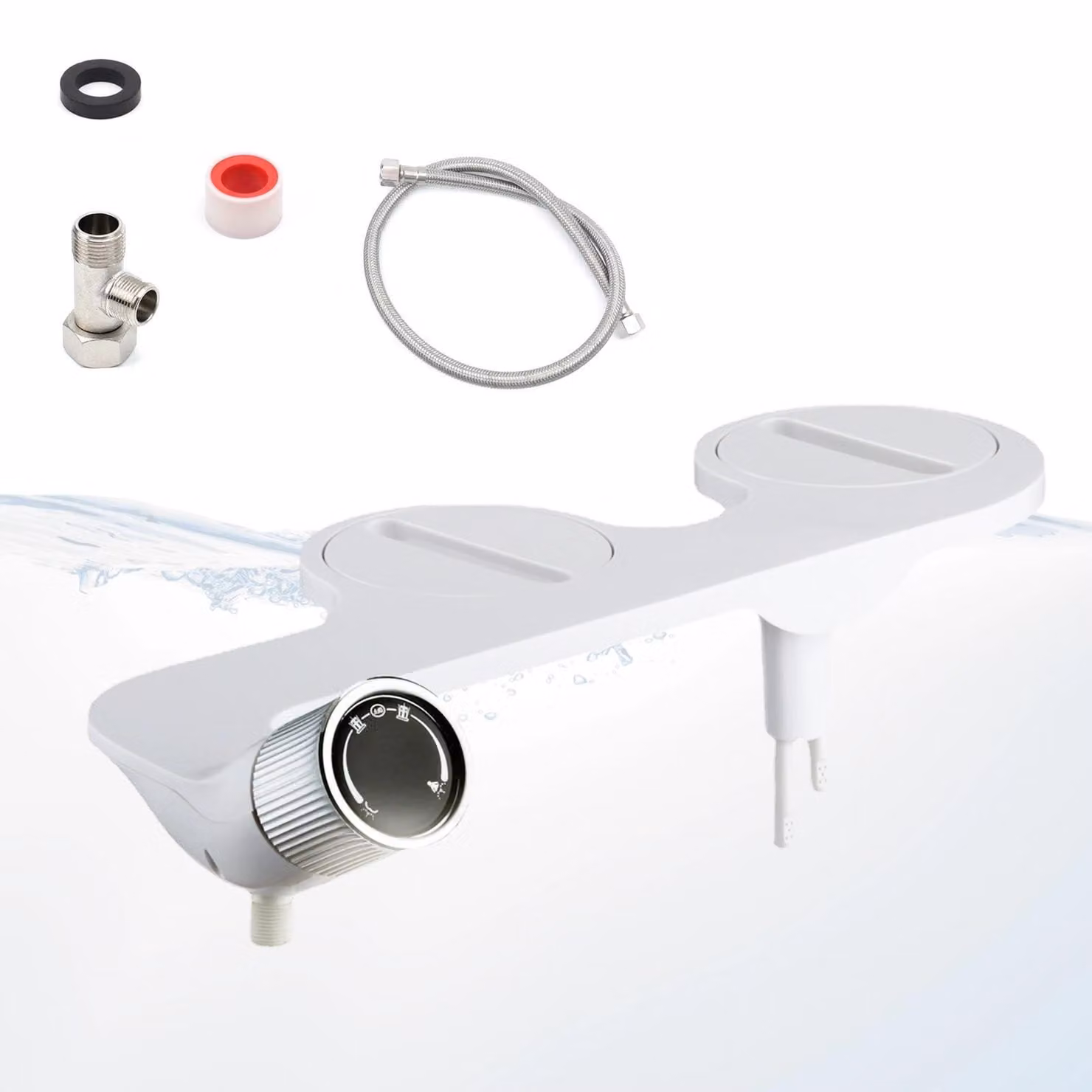 Accessorio per bidet con miscelatore monocomando - Pressione dell'acqua regolabile - Funzione di autopulizia - Adatto per WC con attacco da 136-200 mm - Design ultraleggero da 10 mm - Robusto rivestimento in ABS - WC con doccia