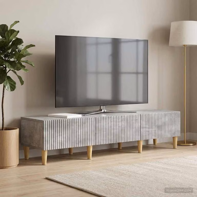 Mobile TV vidaXL con cassetto Grigio Cemento L: 147 cm, P: 34,5 cm, H: 30 cm