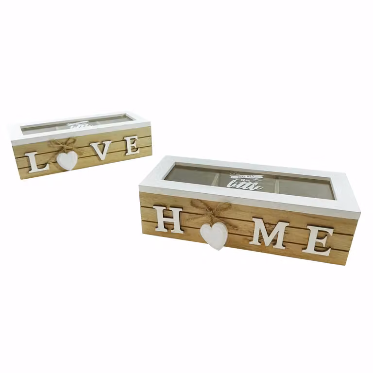 Porta tisane Gusto Casa in MDF con 3 scomparti, colore marrone, H 7 x L 24 x P 10 cm