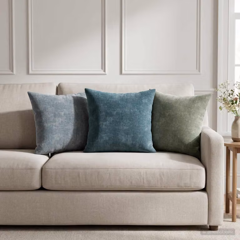 Set di 12 federe vidaXL HEERLEN blu in tessuto chenille, L 40 x P 40 cm