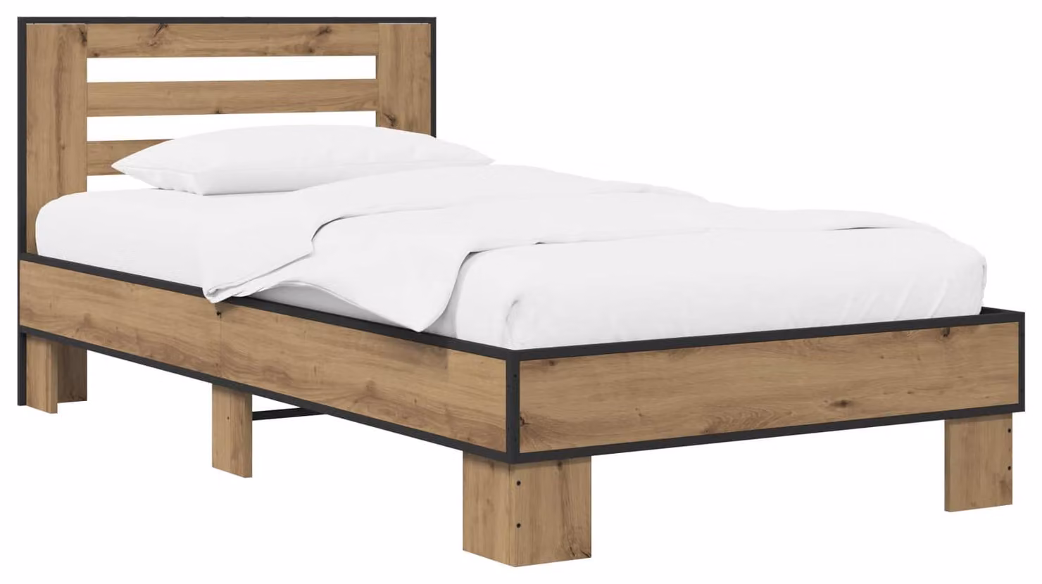 Struttura letto con testata Rovere Artigianale 80 x 200 cm