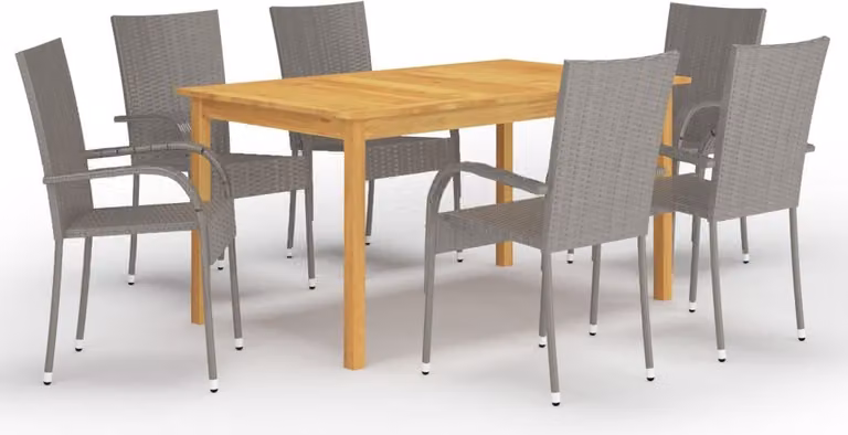 Maison Exclusive - Set da pranzo da giardino da 7 pezzi, grigio