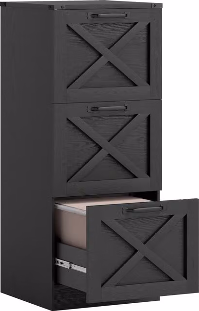 Cassettiera da ufficio HOMCOM con 3 cassetti per cartelle A4, colore nero, L 40 cm x P 40 cm x H 101 cm