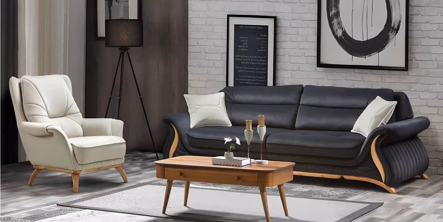 Design Sofa 3+1 Sitz Sessel Couch Polster Luxus Klassische Kunstleder Couchen