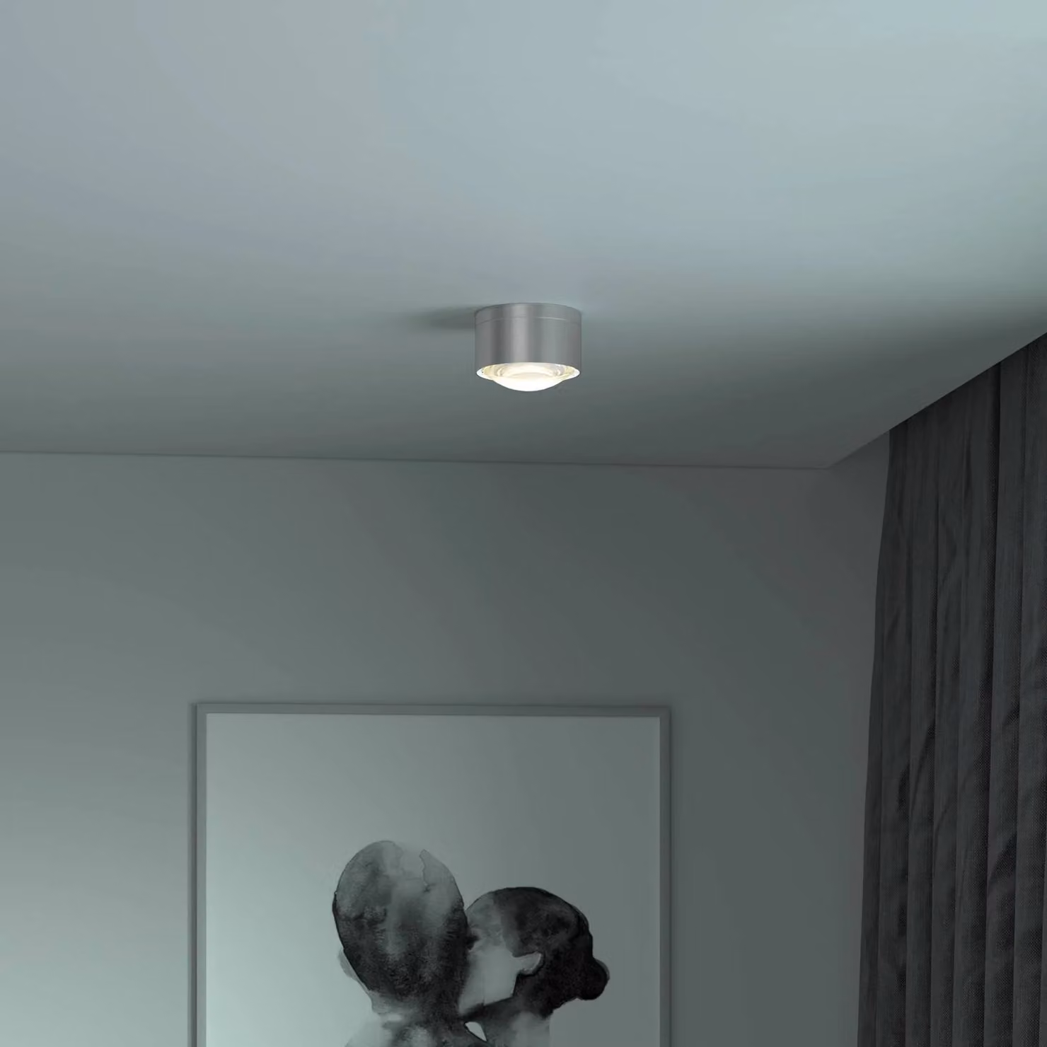 Top Light Puk! 120 One spot LED soffitto lente, nichel One, dimmerabile, Alluminio / Grigio / Zincato, Soggiorno / Sala da pranzo, Alluminio, Moderno