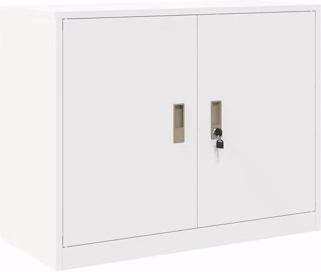 Armadio in metallo bianco con ante a battente e serratura Design In L/P/H: 90 x 40 x 70 cm