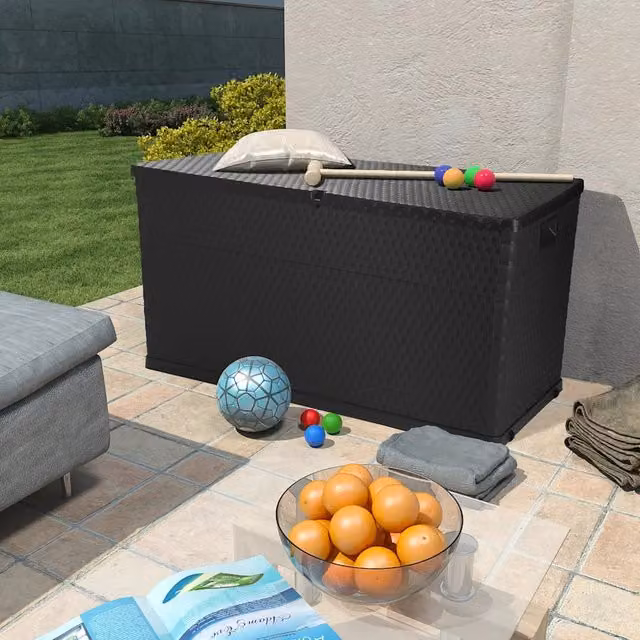 Baule da giardino moderno vidaXL in rattan color antracite L: 120 cm, P: 56 cm, H: 63 cm