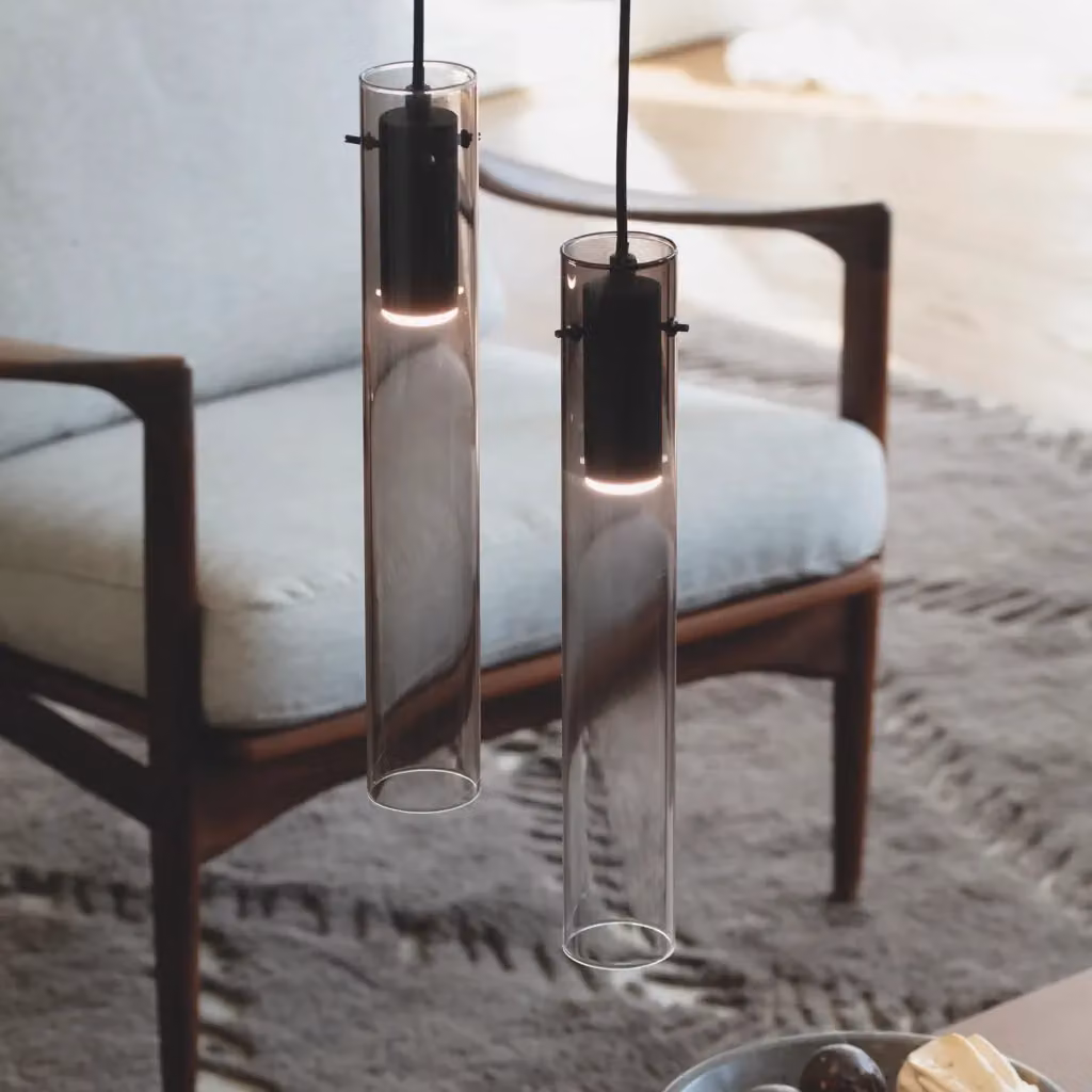 Lampada a sospensione FLAM Ideal Lux con LED dimmabile, colore nero e cromo con vetro fumè – 2