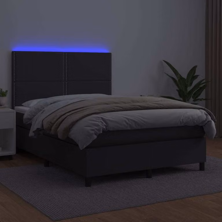 Maison Exclusive - Giroletto a Molle con Materasso e LED Nero 140x200cm Pelle finta