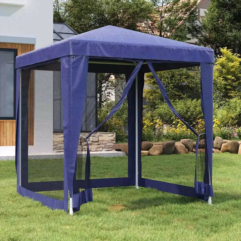 vidaXL Tenda per Feste con 4 Pareti Laterali in Rete Blu L: 200 cm, P: 200 cm, H: 240 cm