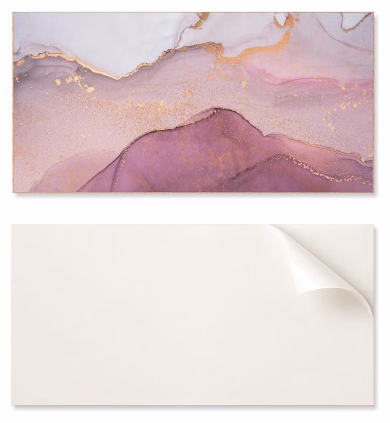 Pannello in vinile autoadesivo stampato, dimensioni 100x50 cm, con motivo astratto che raffigura un paesaggio con onde